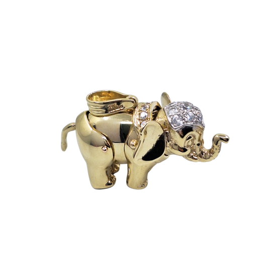 9ct Yellow Gold Cubic Zirconia Elephant Pendant