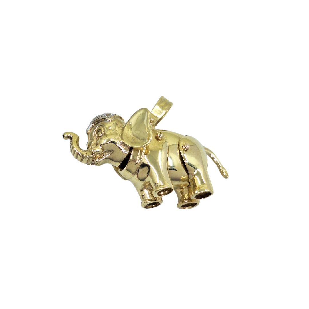 9ct Yellow Gold Cubic Zirconia Elephant Pendant