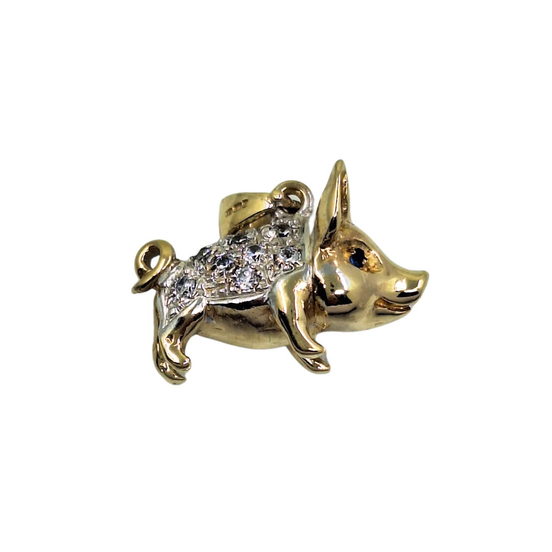 9ct Yellow Gold Cubic Zirconia Pig Pendant