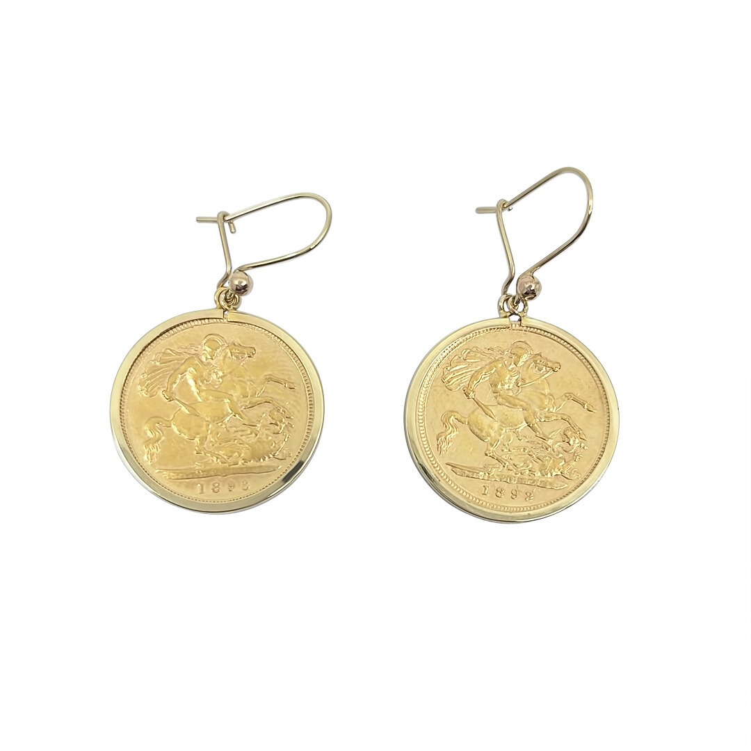 Half Sovereign Drop Earrings 1893