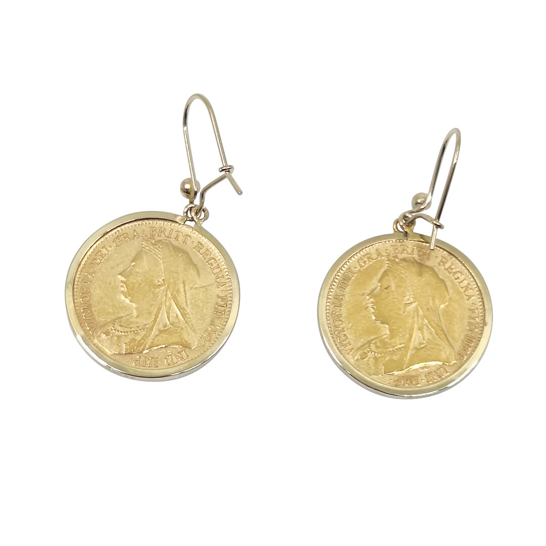 Half Sovereign Drop Earrings 1893