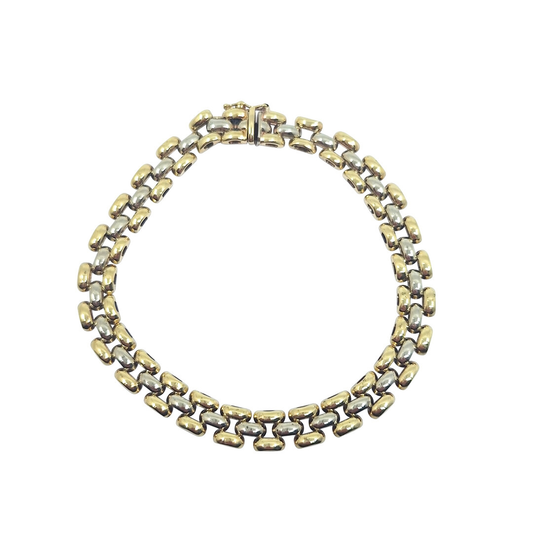 9ct Two Colour Gold Woven Link Bracelet 8"