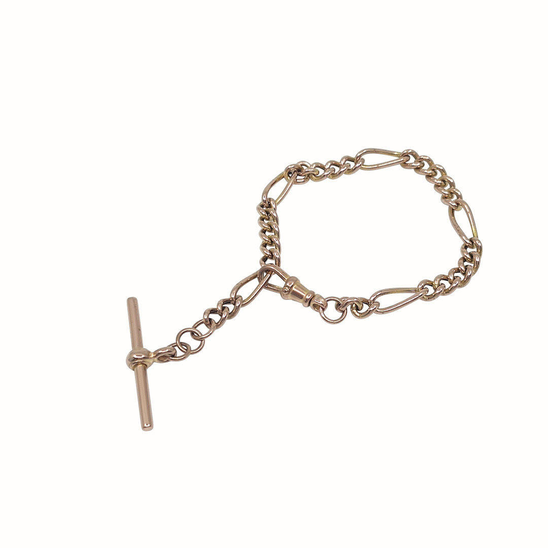 9ct Rose Gold T Bar Bracelet 7.5"