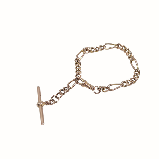 9ct Rose Gold T Bar Bracelet 7.5"