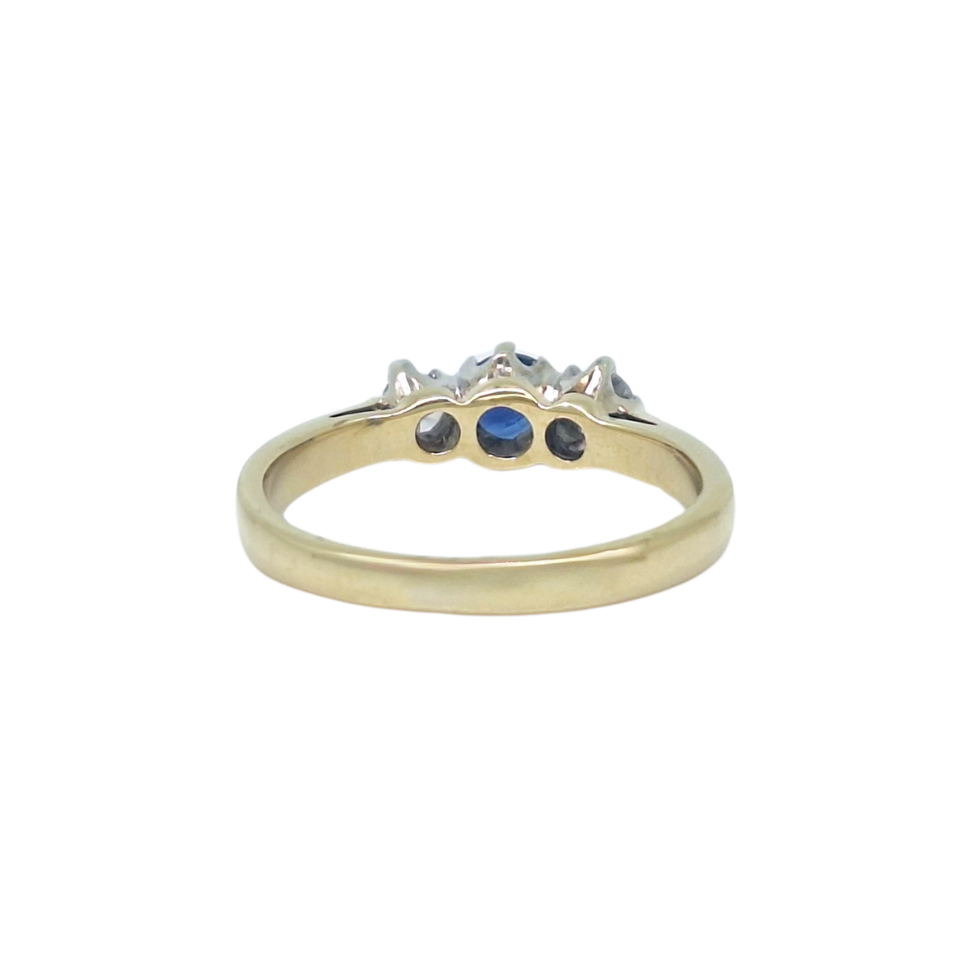 9ct Yellow Gold Sapphire & Diamond Three Stone Ring