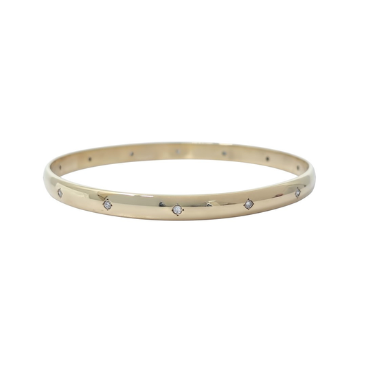 9ct Yellow Gold Diamond Set Slave Bangle