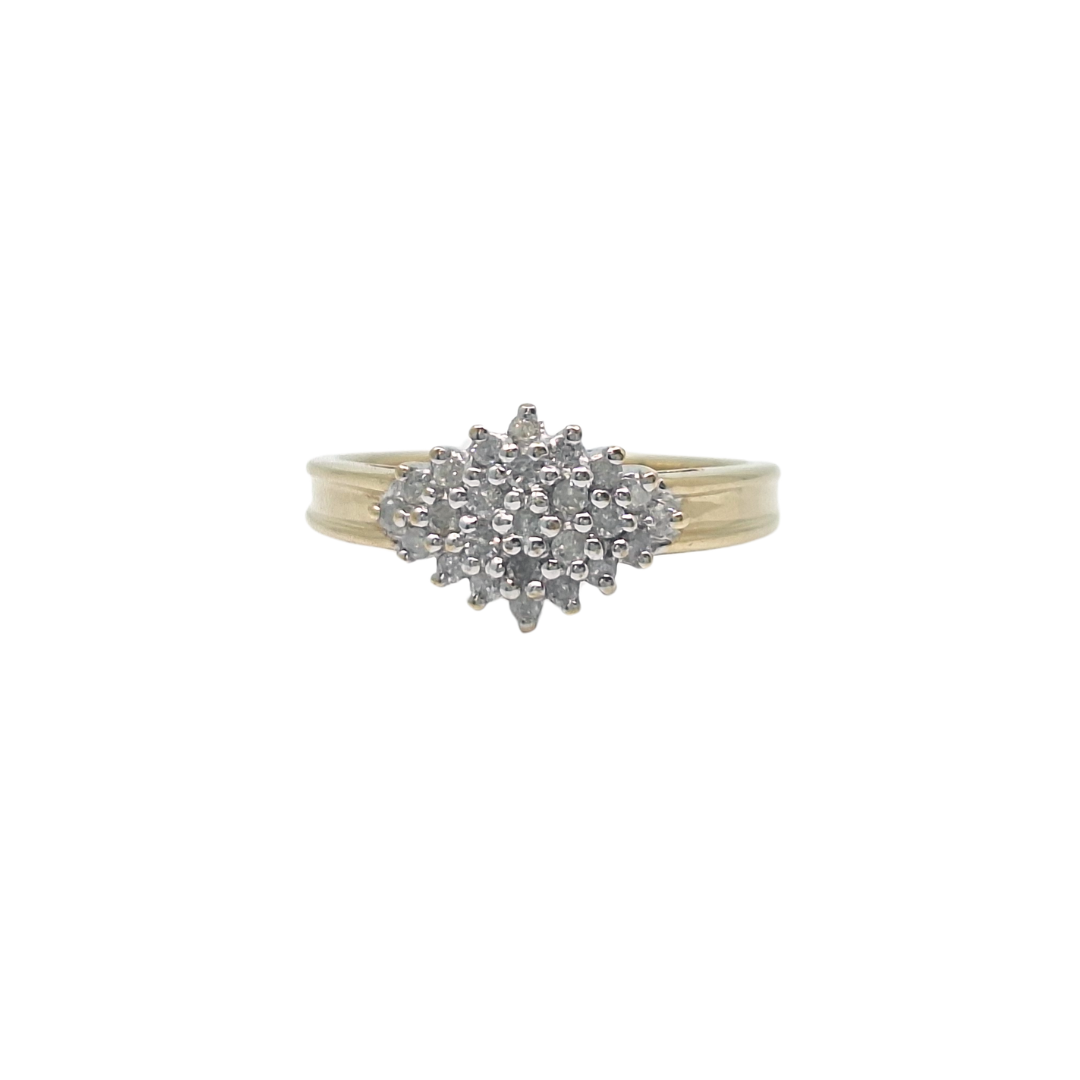 9ct Yellow Gold Diamond Cluster Ring 0.25ct