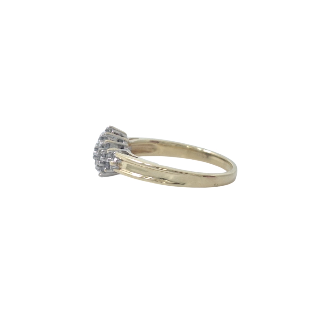 9ct Yellow Gold Diamond Cluster Ring 0.25ct
