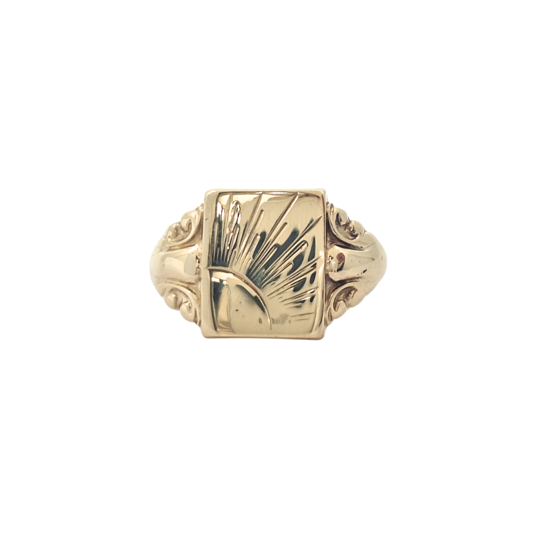 9ct Yellow Gold Engraved Signet Ring