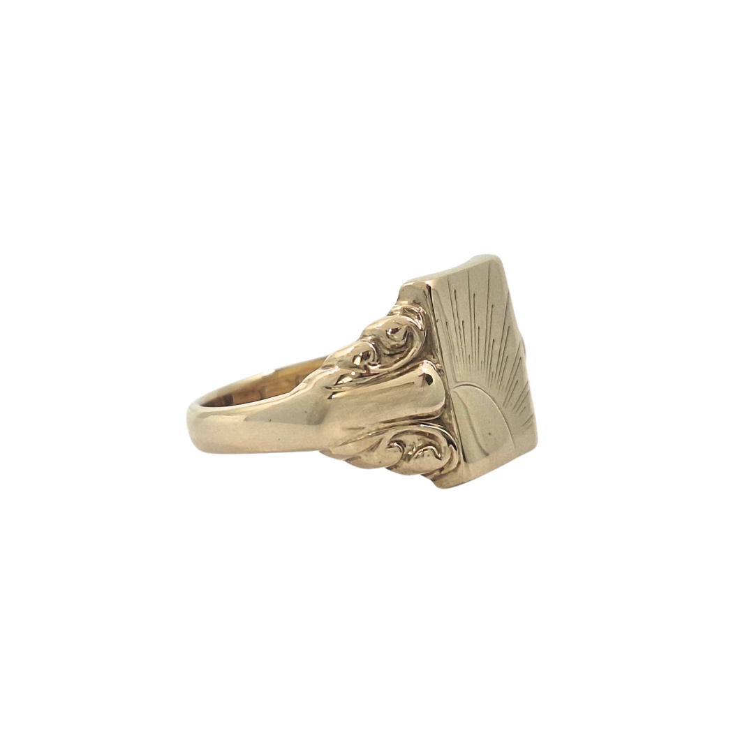 9ct Yellow Gold Engraved Signet Ring