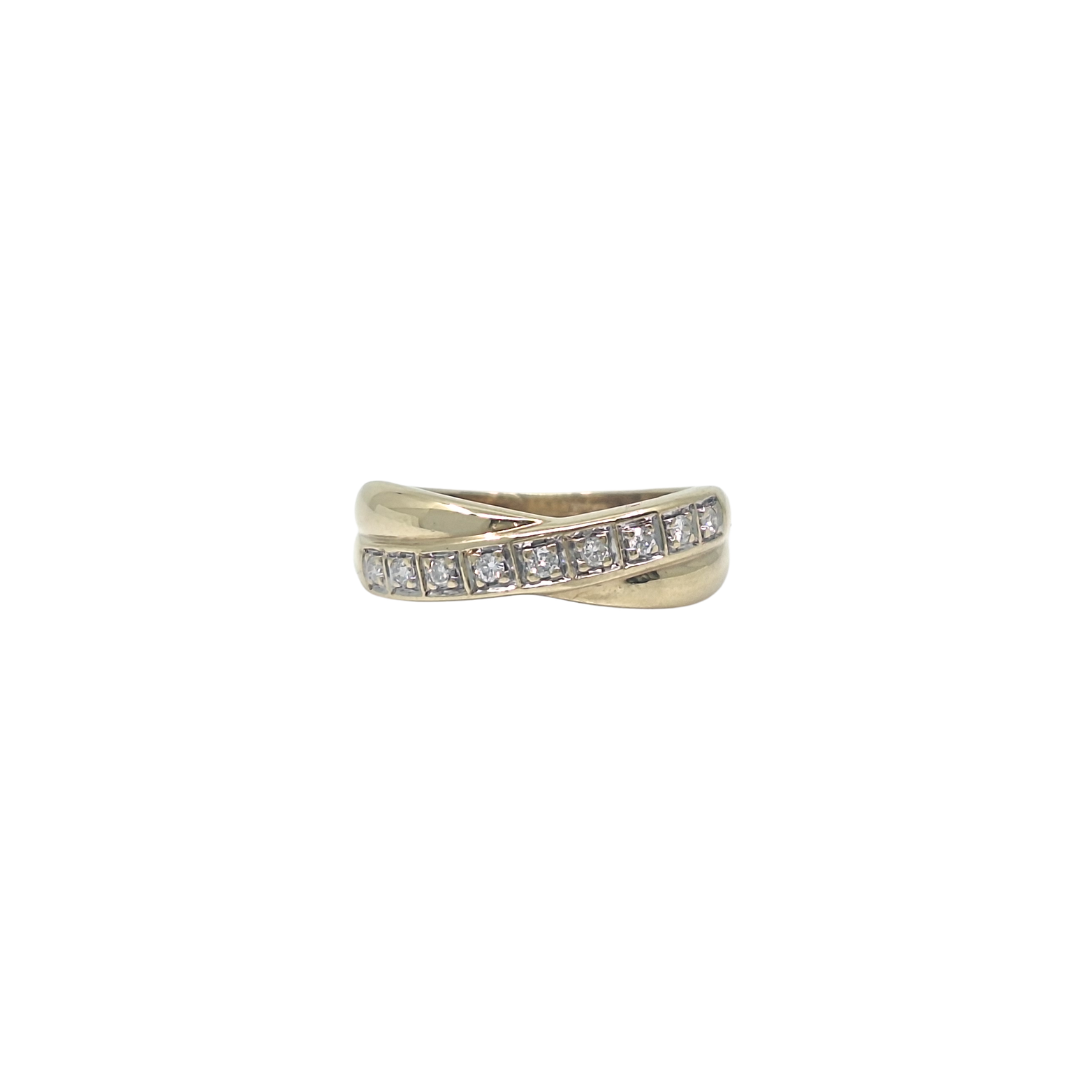 9ct Yellow Gold Diamond Crossover Ring