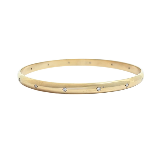 9ct Yellow Gold Diamond Set Bangle