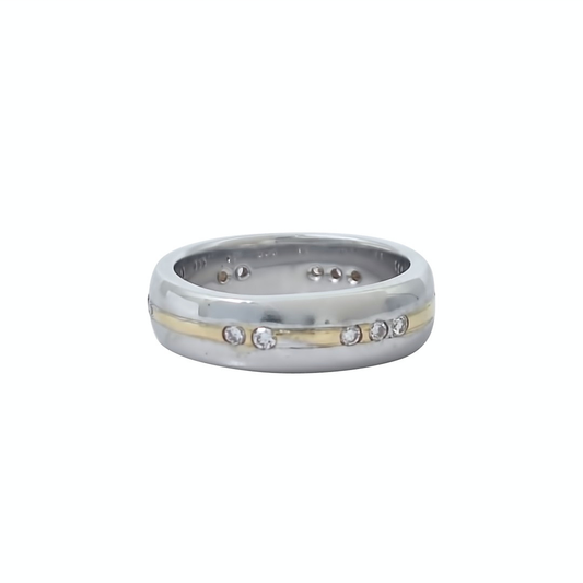18ct White & Yellow Gold Diamond Wedding Band