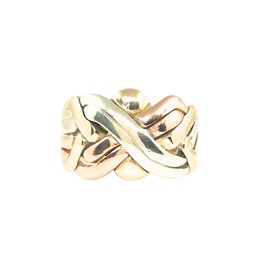 9ct Three Colour Gold Pattern Ring