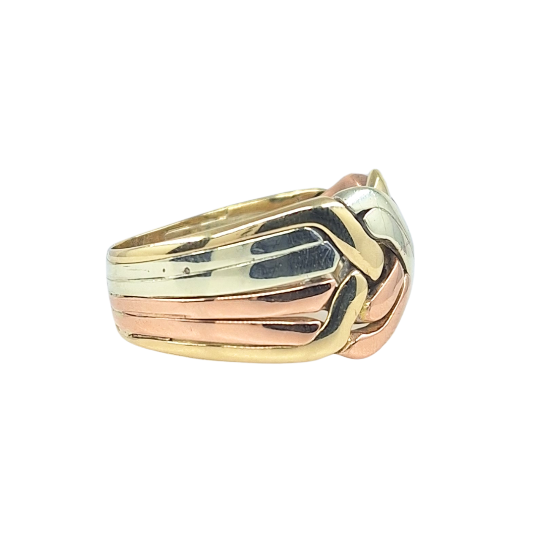9ct Three Colour Gold Pattern Ring