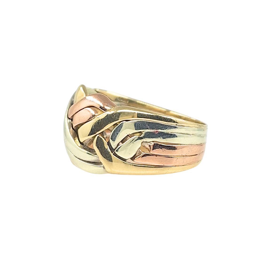 9ct Three Colour Gold Pattern Ring