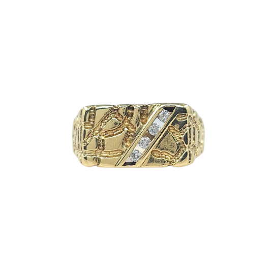 9ct Yellow Gold Diamond Set Signet Ring