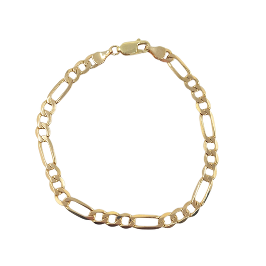 9ct Yellow Gold Figaro Bracelet 7.5"