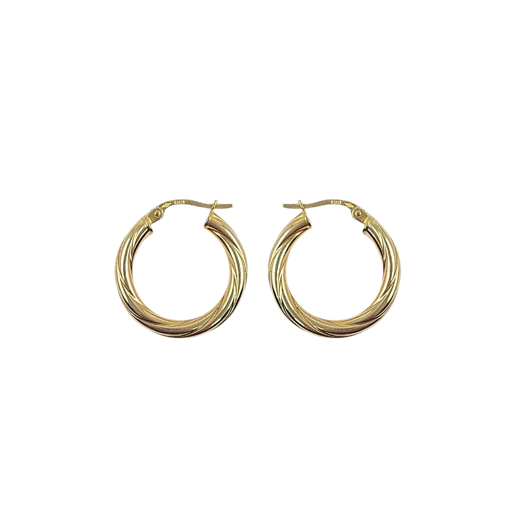 9ct Yellow Gold Twist Hoop Earrings