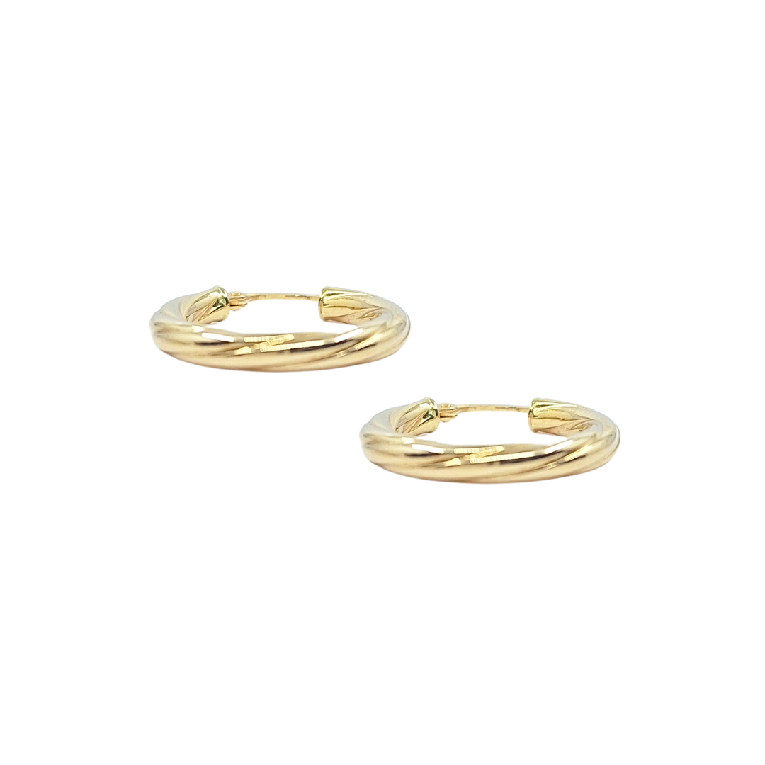 9ct Yellow Gold Twist Hoop Earrings