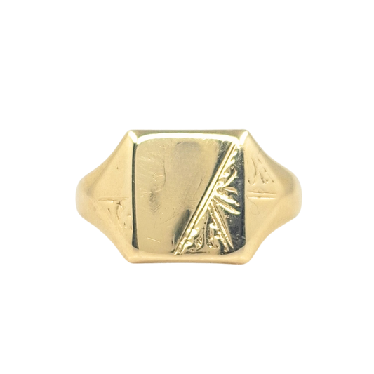9ct Yellow Gold Engraved Signet Ring