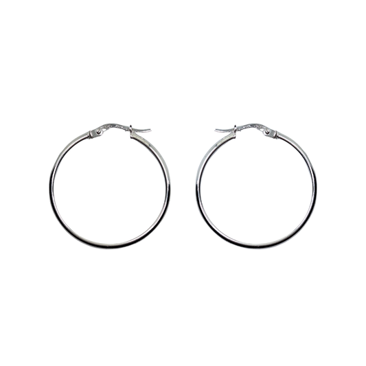 9ct White Gold Hoop Earrings