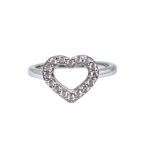 9ct White Gold CZ Heart Ring