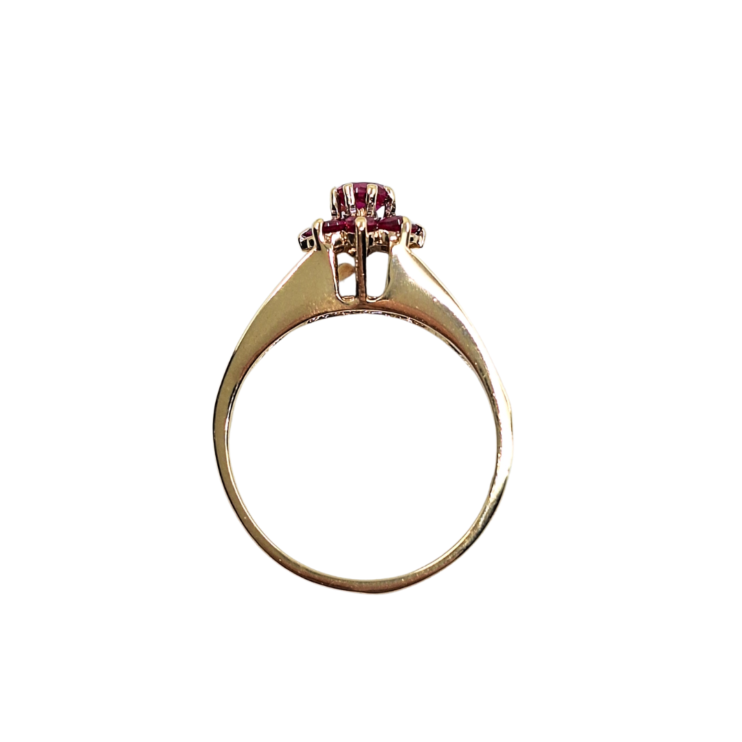 9ct Yellow Gold Pink Cubic Zirconia Cluster Ring