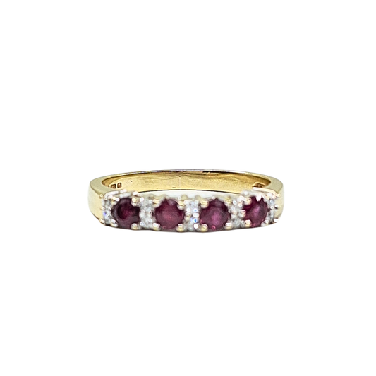 9ct Yellow Gold Ruby & Diamond Eternity Ring