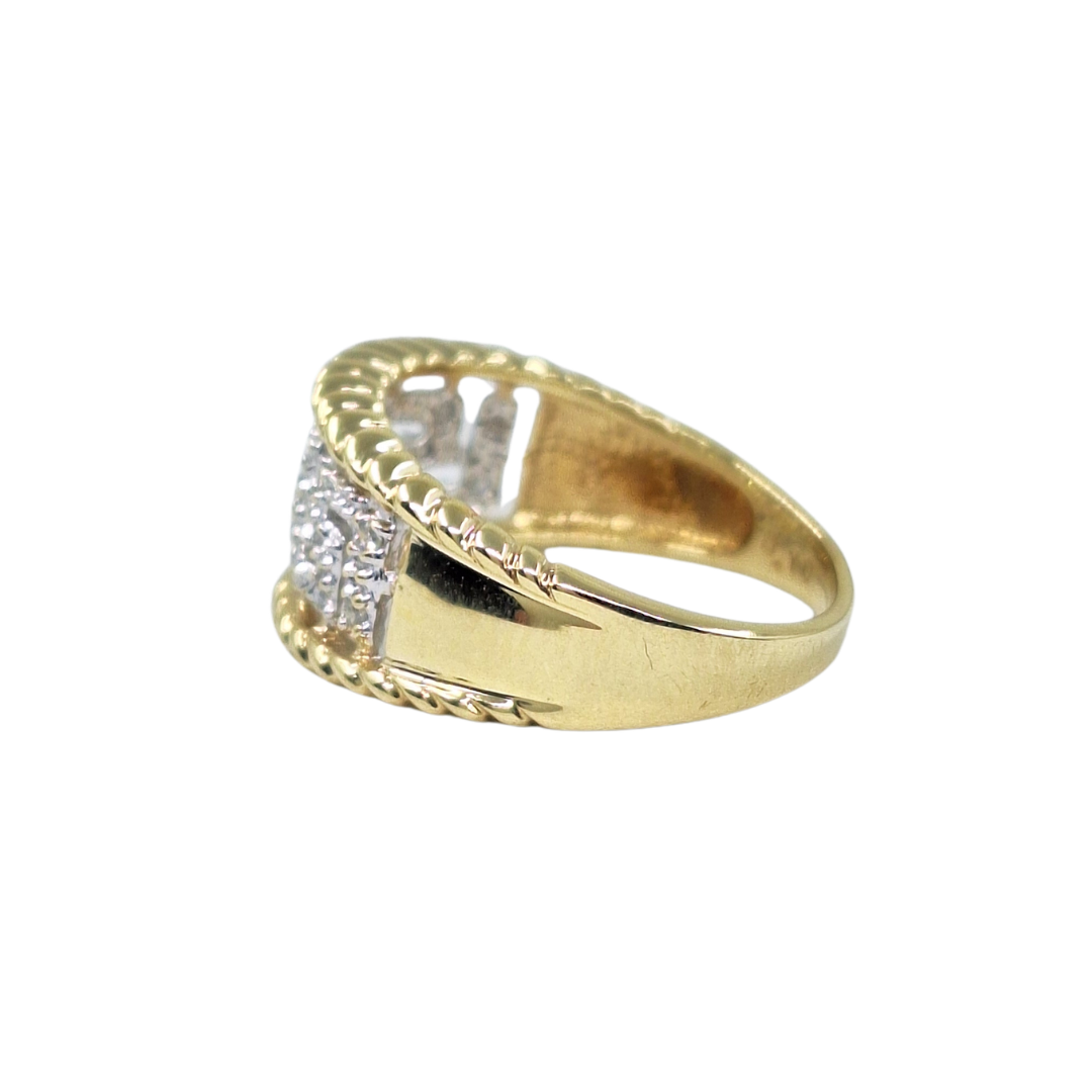 9ct Yellow Gold Diamond Greek Key Band Ring 0.1ct