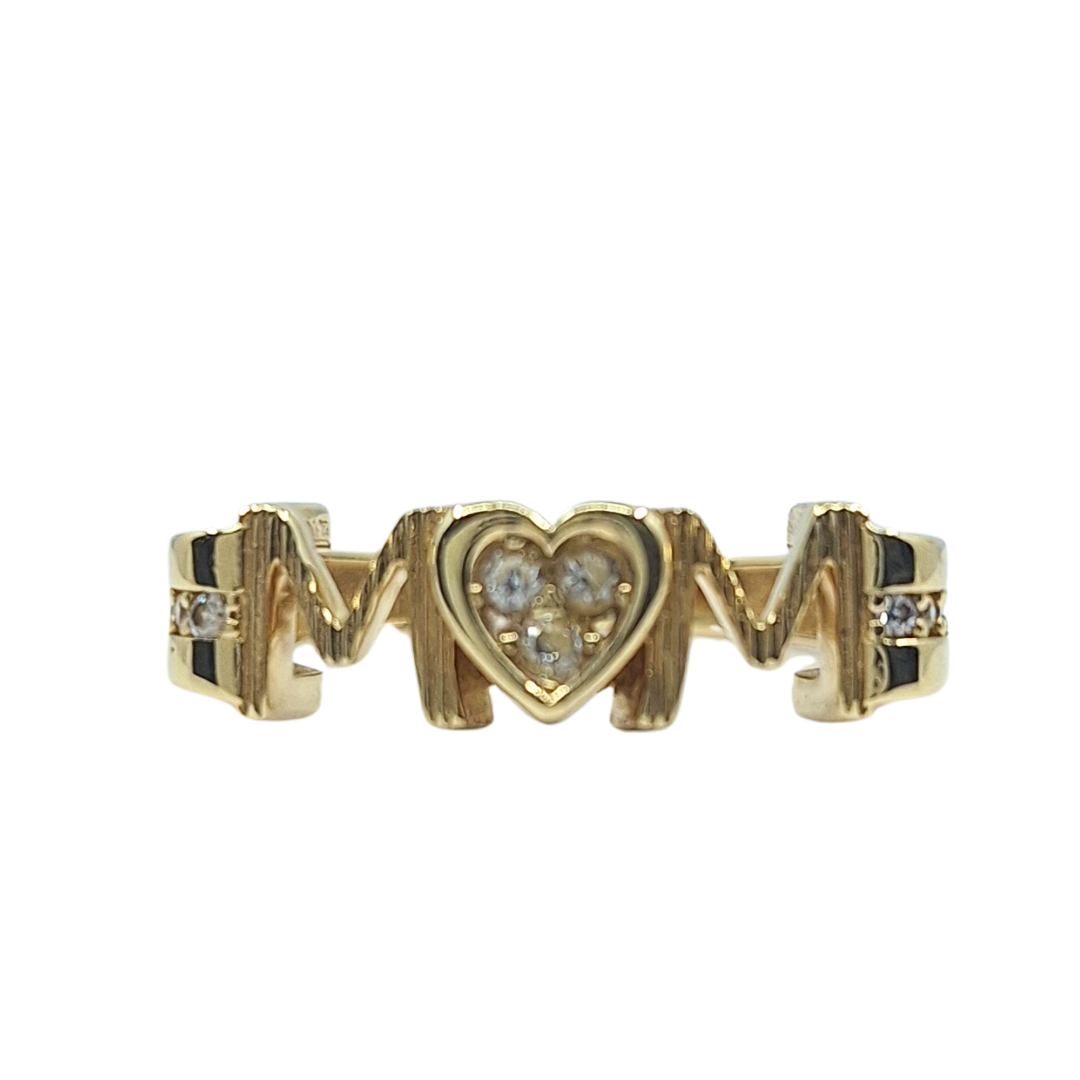 9ct Yellow Gold Cz Mum Ring