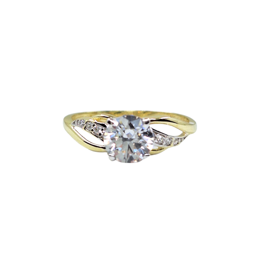 9ct Yellow Gold Cubic Zirconia Solitaire Ring