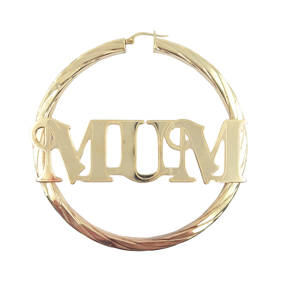 9ct Yellow Gold Mum Hoop Earrings