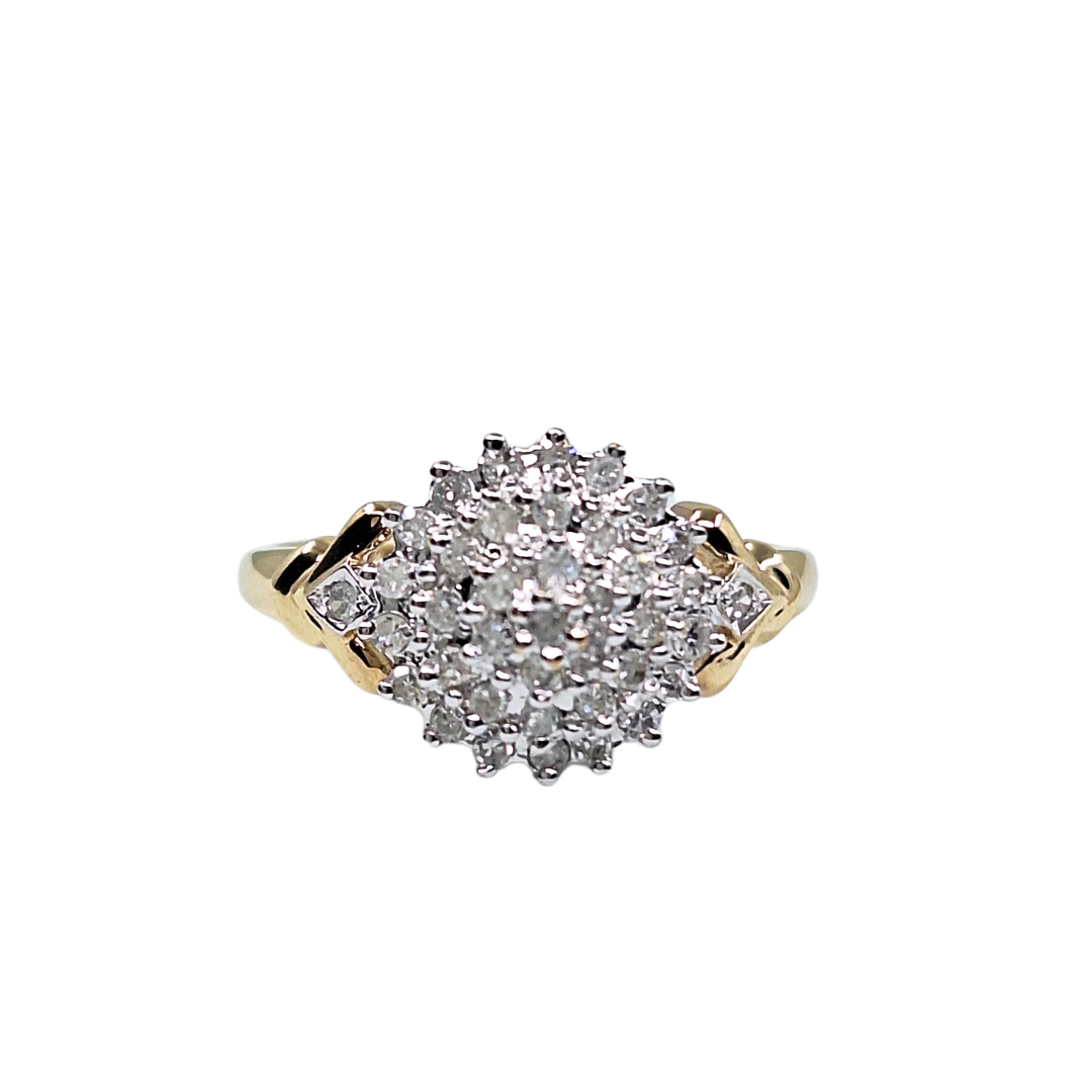 9ct Yellow Gold Diamond Cluster Ring 0.33ct