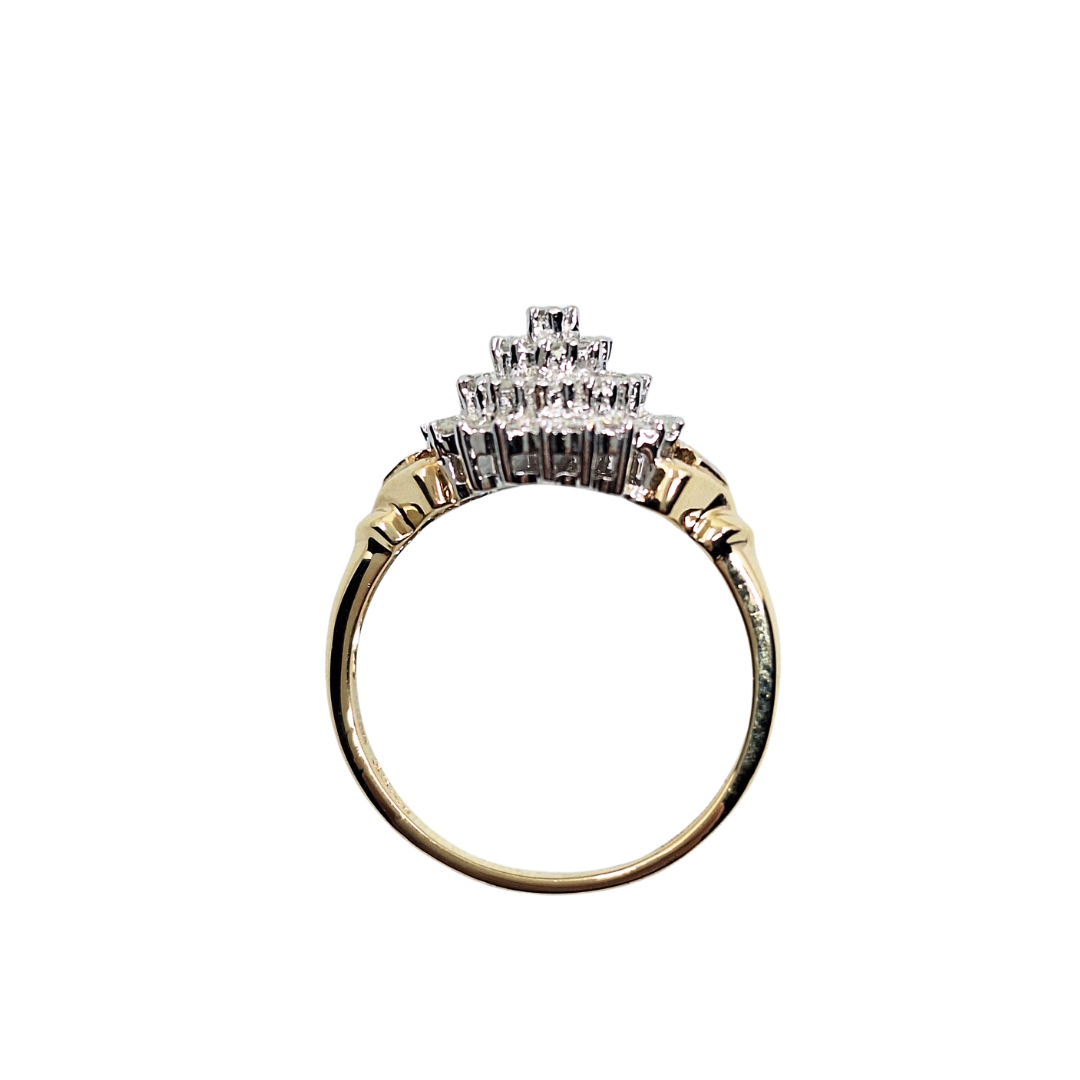 9ct Yellow Gold Diamond Cluster Ring 0.33ct