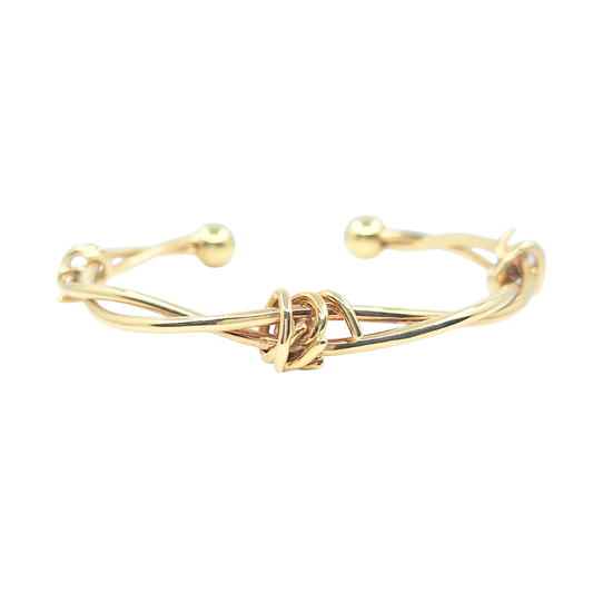 9ct Yellow Gold Barbed Wire Torque Bangle
