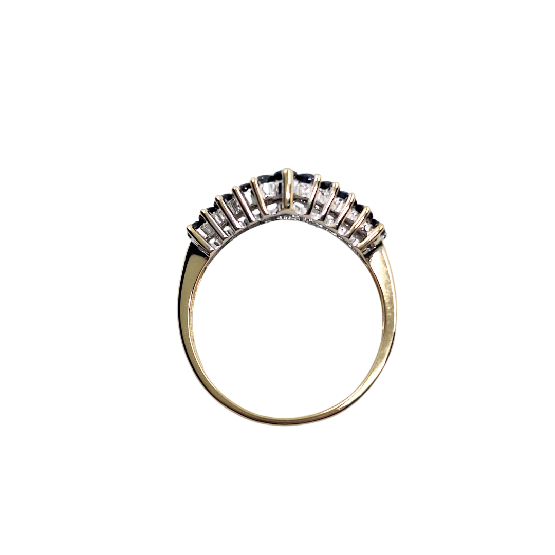 9ct Yellow Gold Sapphire & Diamond Wishbone Ring
