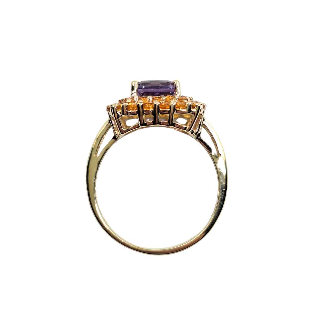 9ct Yellow Gold Amethyst & Citrine Cluster Ring
