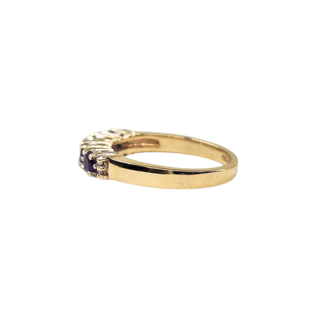 9ct Yellow Gold Amethyst & Diamond Eternity Ring