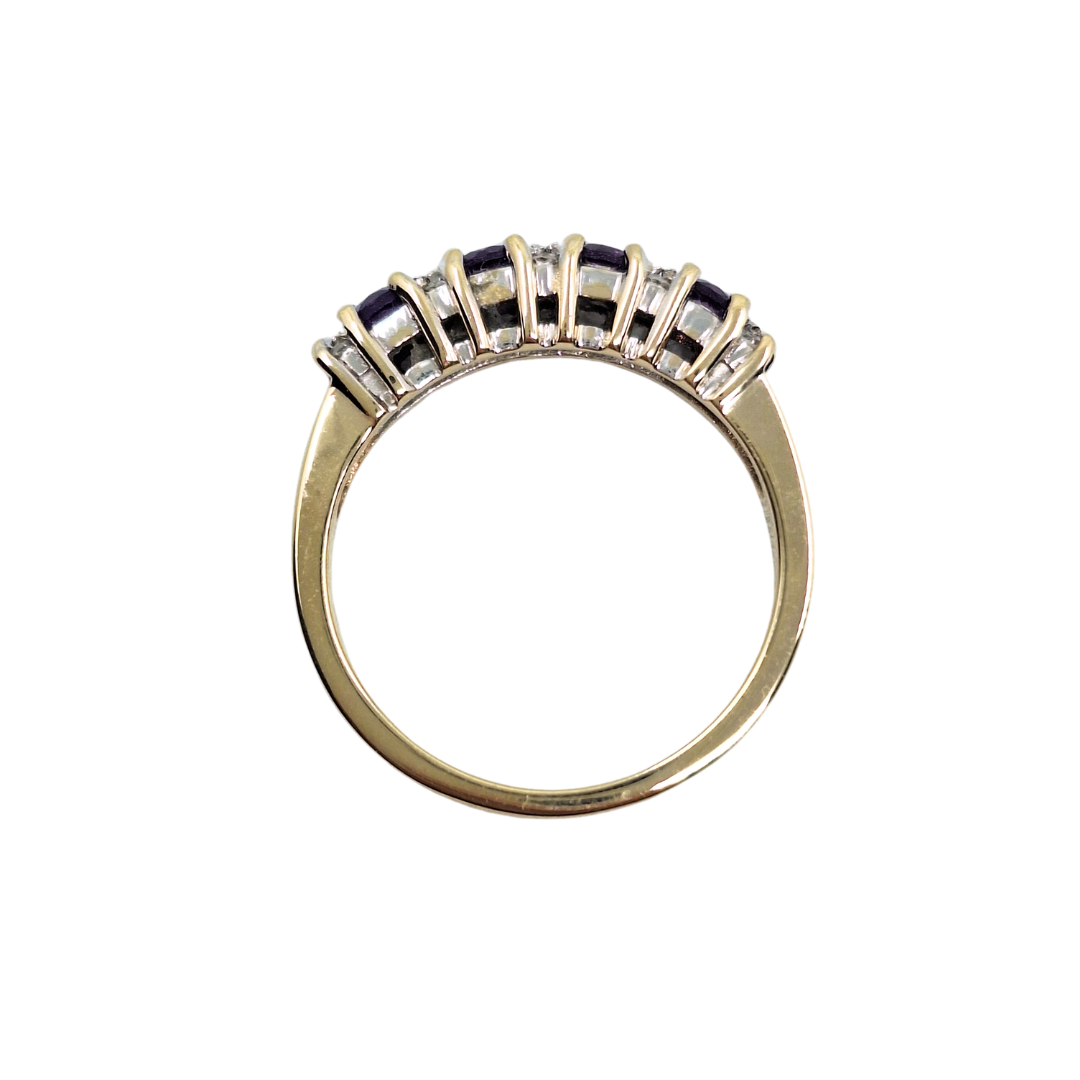 9ct Yellow Gold Amethyst & Diamond Eternity Ring