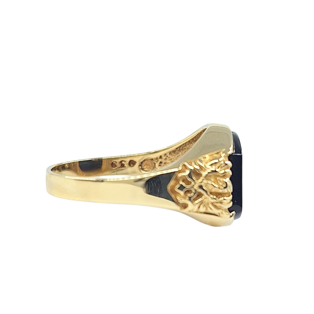 9CT Yellow Gold Cz Onyx Signet Ring
