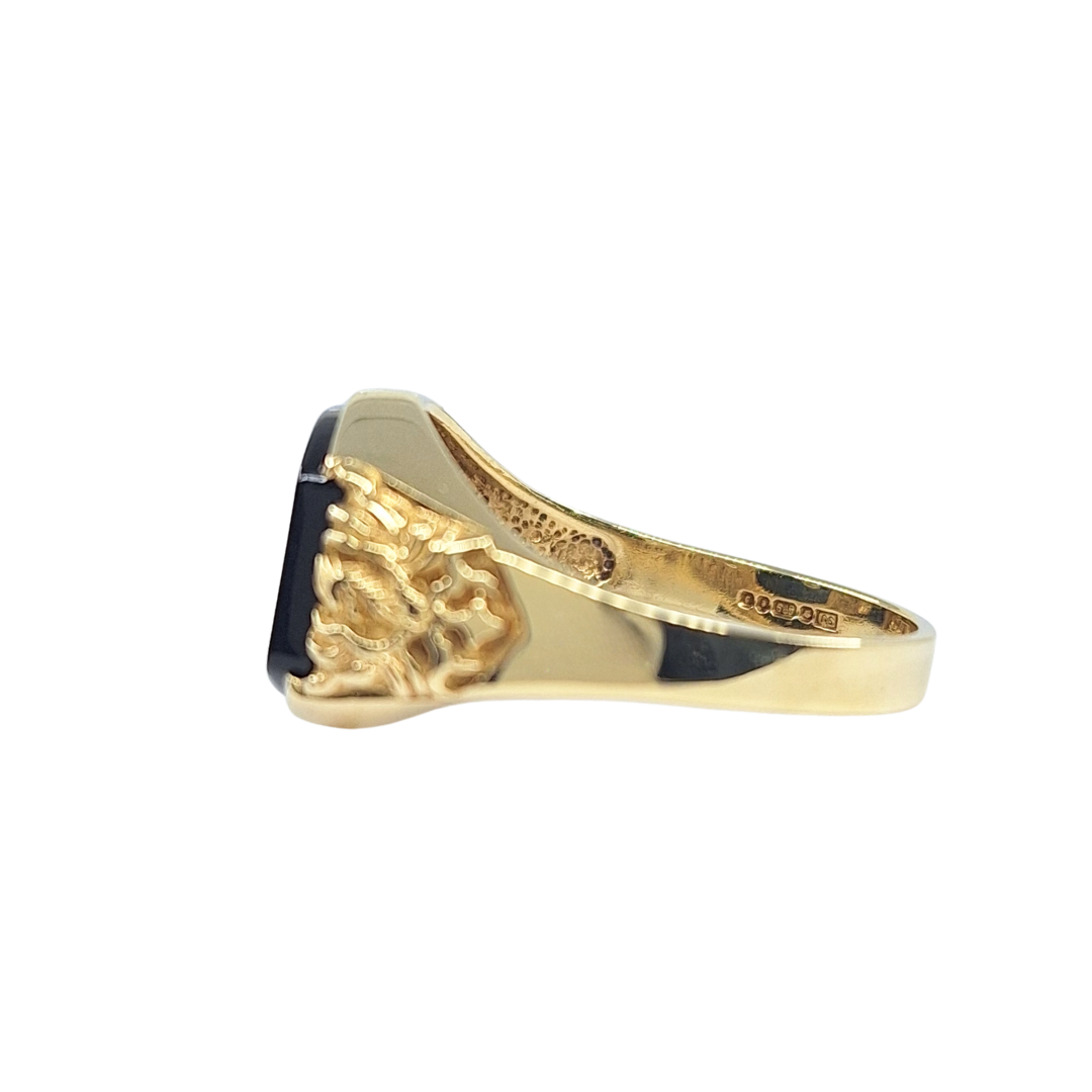 9CT Yellow Gold Cz Onyx Signet Ring