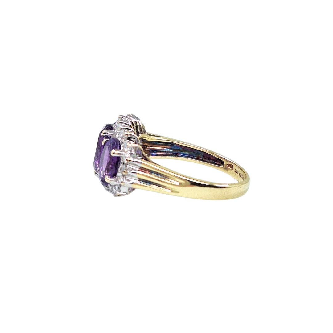 9ct Yellow Gold Amethyst & Diamond Cluster Ring