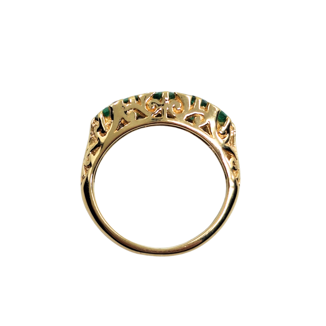 18ct Yellow Gold Emerald & Diamond Band Ring