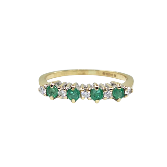 9ct Yellow Gold Emerald & Diamond Eternity Ring