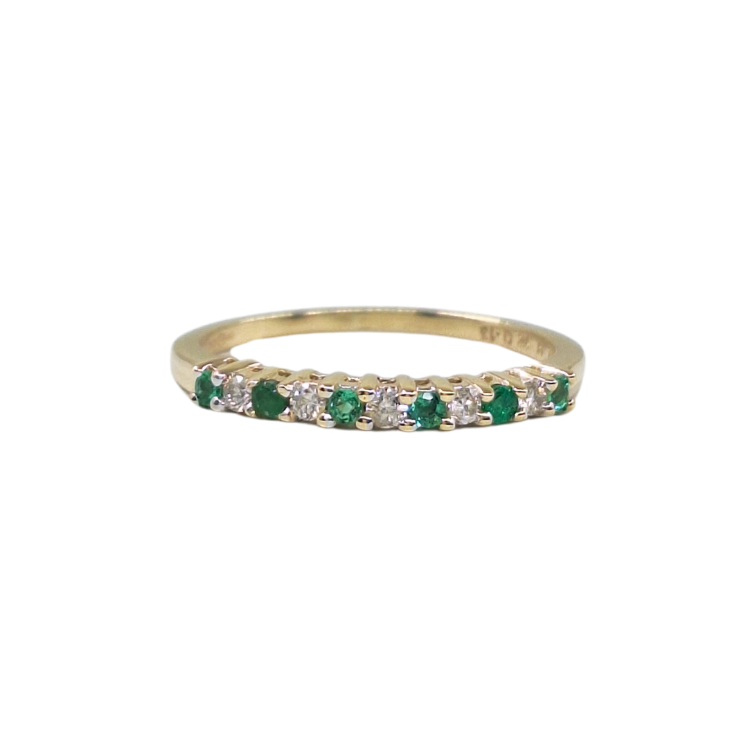 9ct Yellow Gold Emerald & Diamond Eternity Ring