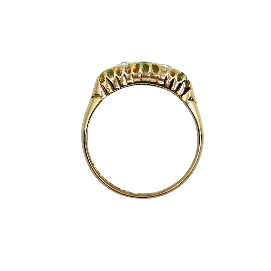 18ct Yellow Gold Peridot & Diamond Band Ring
