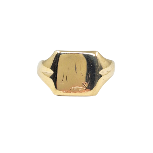 9ct Yellow Gold Engraved Signet Ring