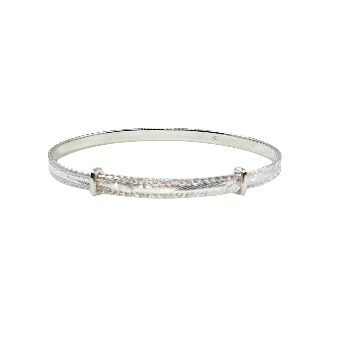 Silver Engraved Expanding Bangle
