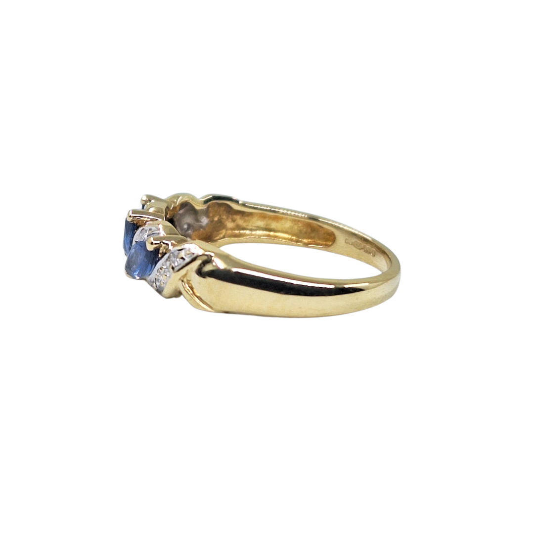 9ct Yellow Gold Sapphire & Diamond Band Ring